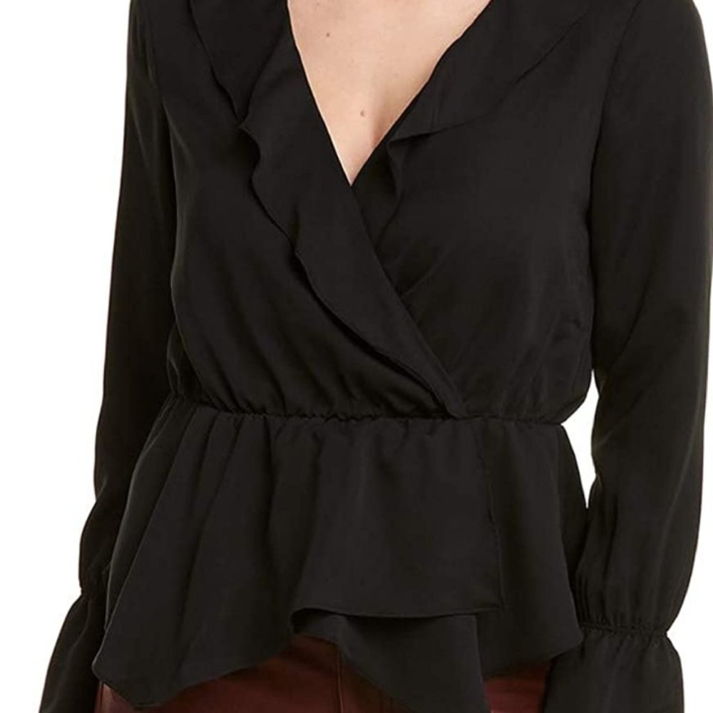 BCBG MAXAZRIA Black Ruffled Peplum size  M